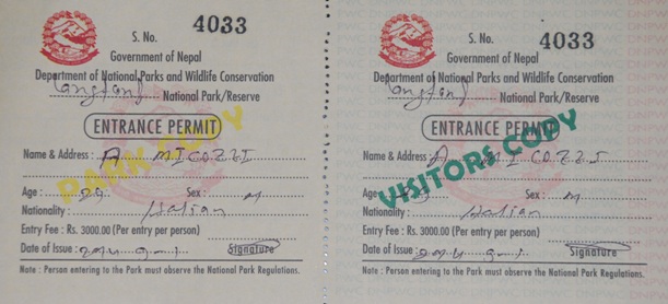 Langtang National Park Entrance Permit
